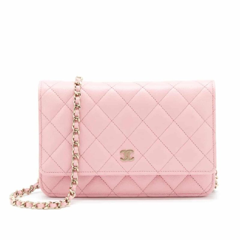 CHANEL CLASSIC WALLET ON CHAIN GOLD LIGHT PINK 19CM