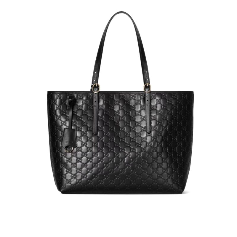 GUCCI GG EMBLEM LARGE TOTE BAG BLACK 37CM ‎847455 AAFDV 1000