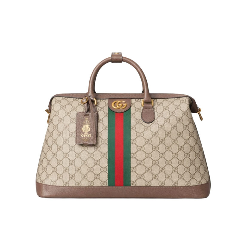 Gucci Savoy Medium Duffle Bag Beige And Dark Brown 43Cm 834469 FAEOI 9746