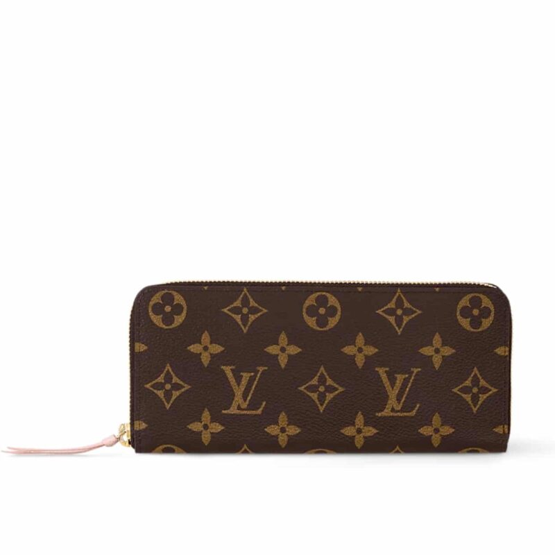 LOUIS VUITTON CLEMENCE WALLET BROWN CANVAS LIGHT PINK 21CM M61298