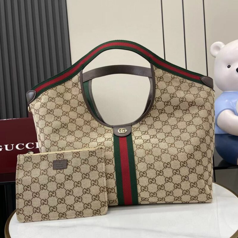 Alternative view of [SUPER VIP 1:1] GUCCI GIGLIO LARGE TOTE BAG GG CANVAS BEIGE AND DARK BROWN 60CM 853971 FAFFP 2547