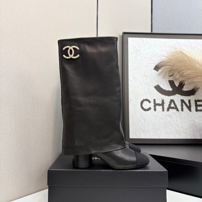 Alternative view of [SUPER VIP 1:1] CHANEL HIGH BOOTS LEATHER AND GROSGRAIN BLACK G46677 B21755 94305