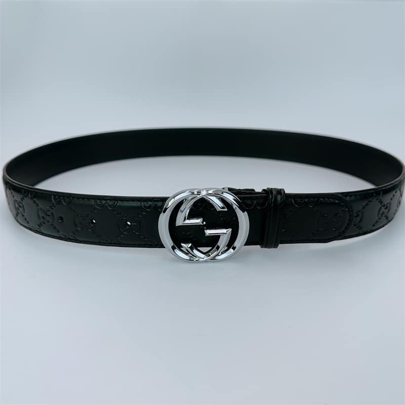 Alternative view of GUCCI SIGNATURE LEATHER BELT BLACK 411924 CWC1N 1000