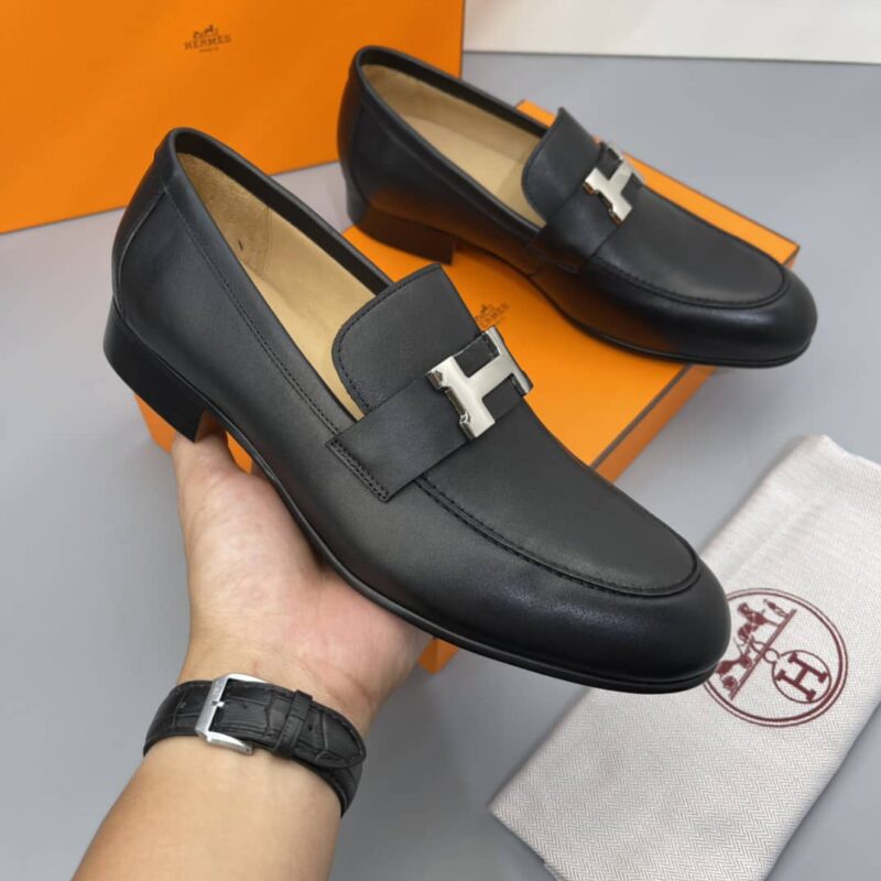 Alternative view of HERMES PARIS LOAFER BLACK WITH SILVER METAL H172368ZA02430