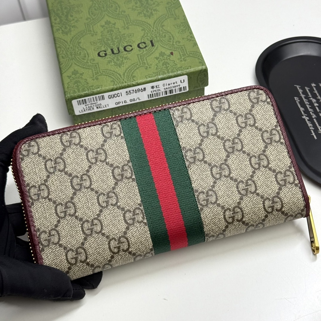 GUCCI OPHIDIA ZIP AROUND WALLET RED 19CM - Image 4