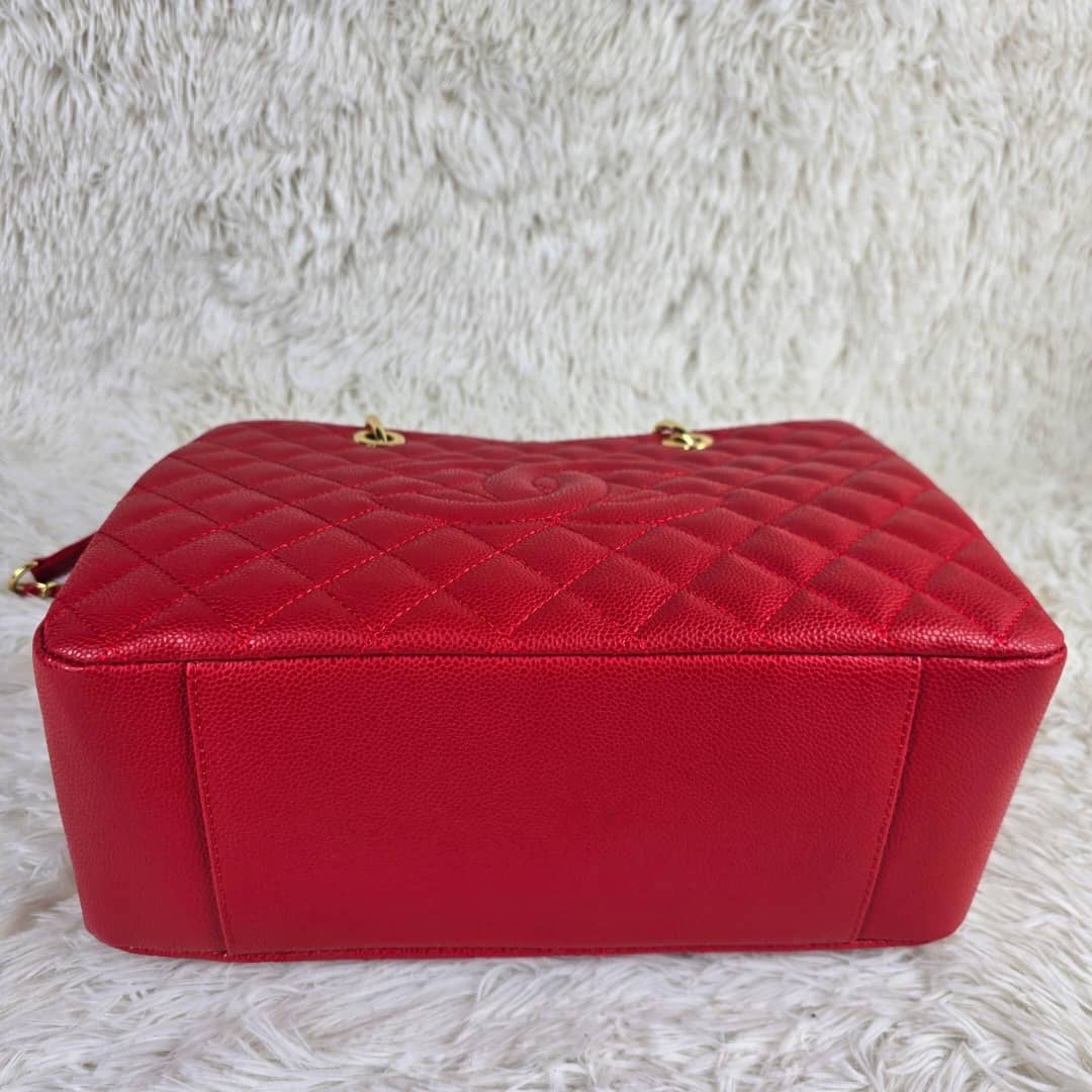 Chanel Grand Shopping Tote Red Gold 33Cm - Image 7
