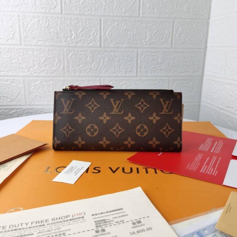 Alternative view of LOUIS VUITTON CLEMENCE WALLET BROWN CANVAS PINK 21CM M60742