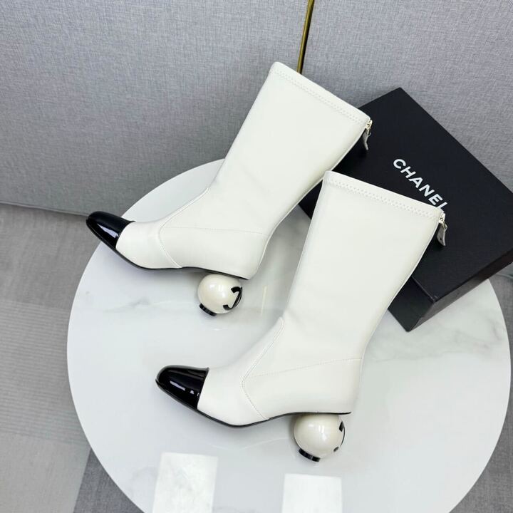 Alternative view of [SUPER VIP 1:1] CHANEL MID CALF BOOTS LEATHER WHITE AND BLACK G46776 B22203 U4187
