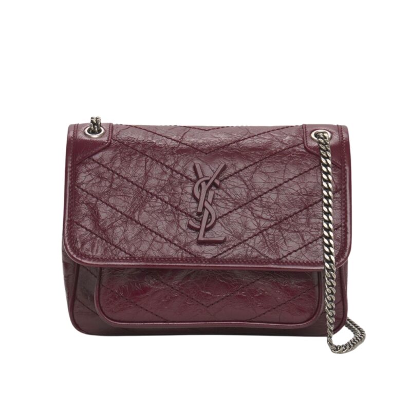 SAINT LAURENT NIKI SHOULDER BAG IN BURGANDY 28CM