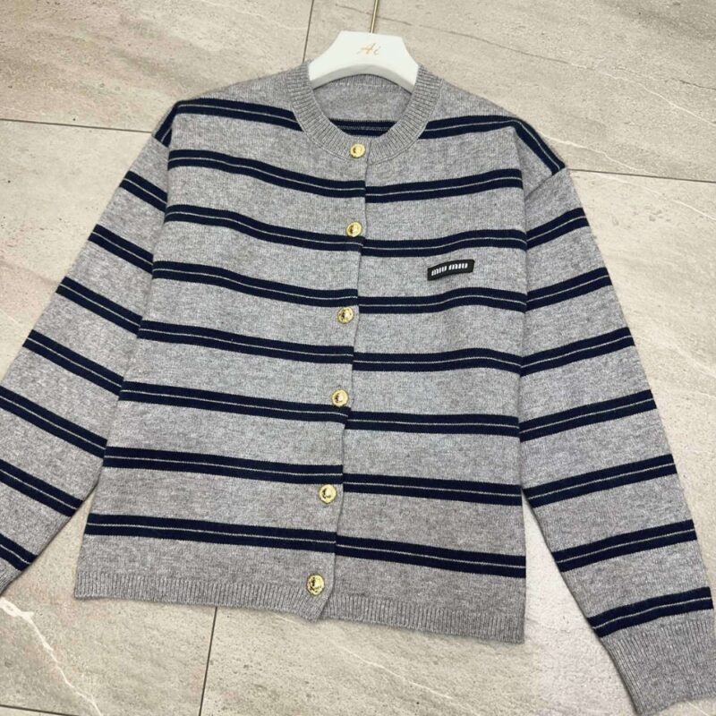 Alternative view of MIUMIU SHETLAND KNIT CARDIGAN GREY MMF899 15NQ F0MZQ S OOO