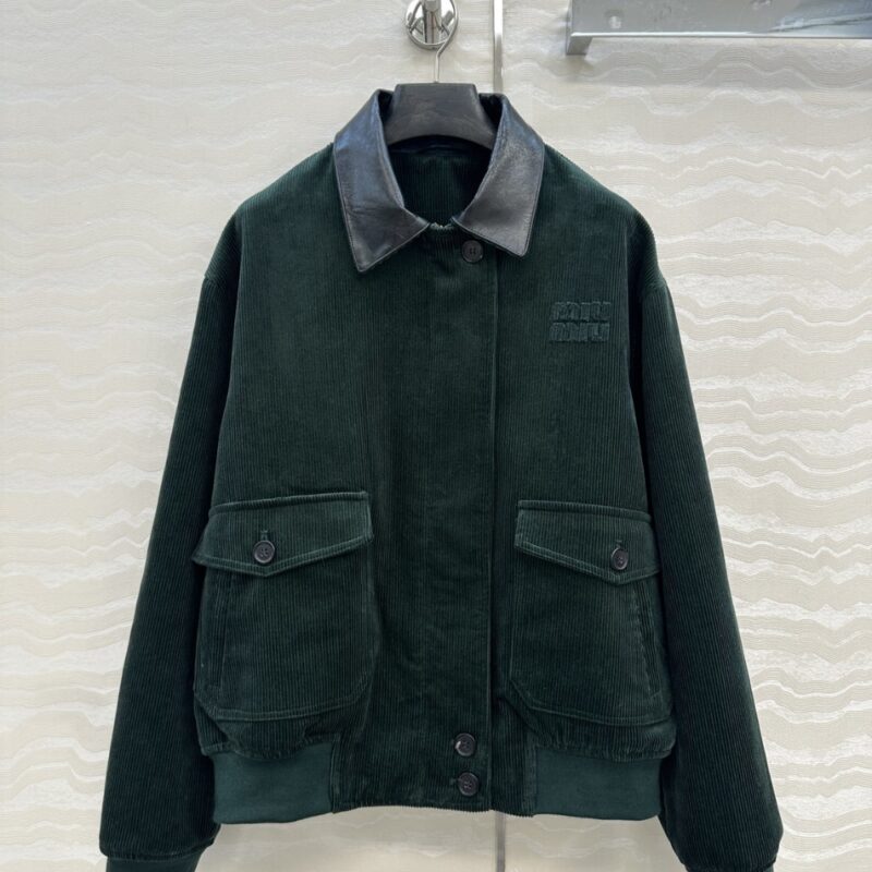 Alternative view of MIUMIU PADDED CORDUROY BLOUSON BILLIARD GREEN ML1326 1795 F0L76 S OOO