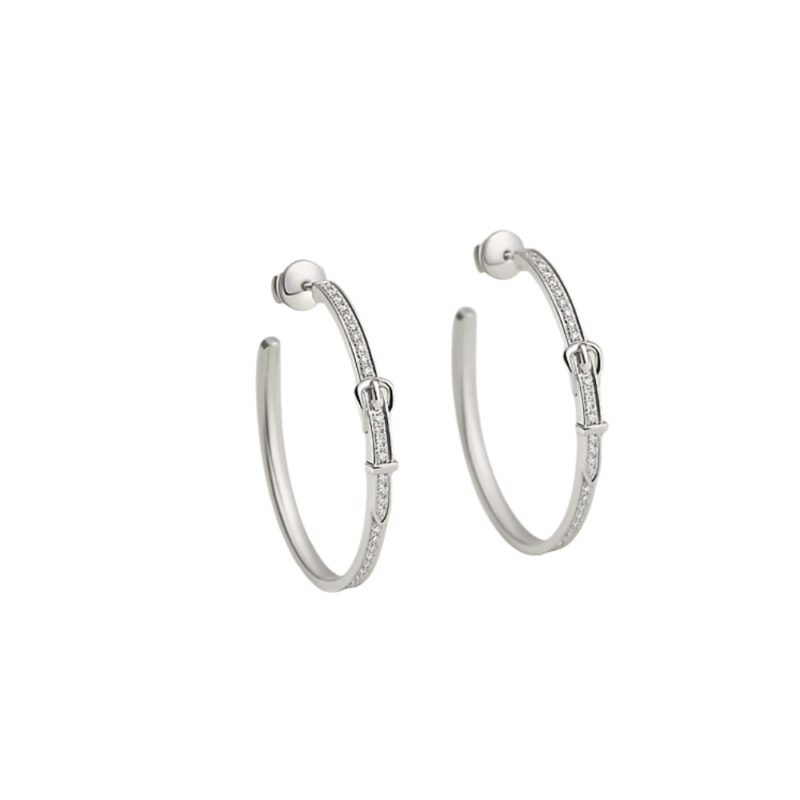 HERMES ETRIVIERE DANGLE EARRINGS WHITE GOLD H124505B 00