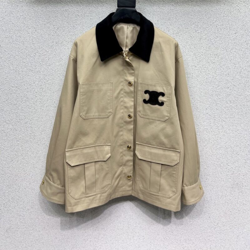 Alternative view of CELINE CORDUROY LAPEL JACKET BEIGE