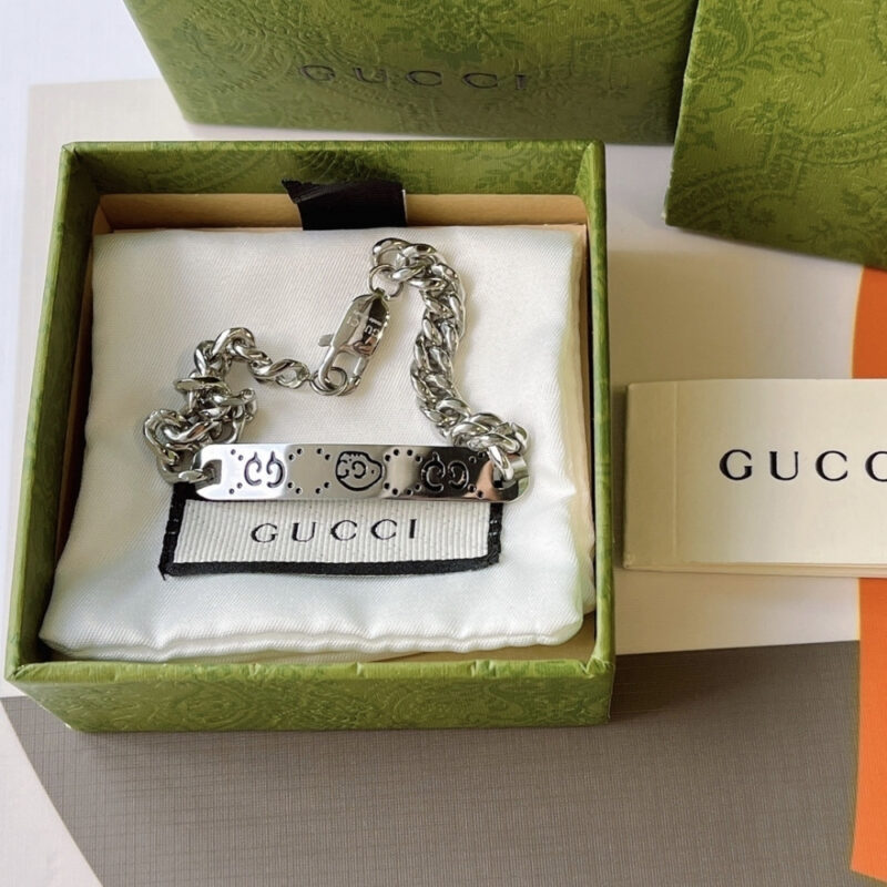 Alternative view of GUCCI GHOST ENGRAVED STERLING SILVER ID BRACELET YBA455321001
