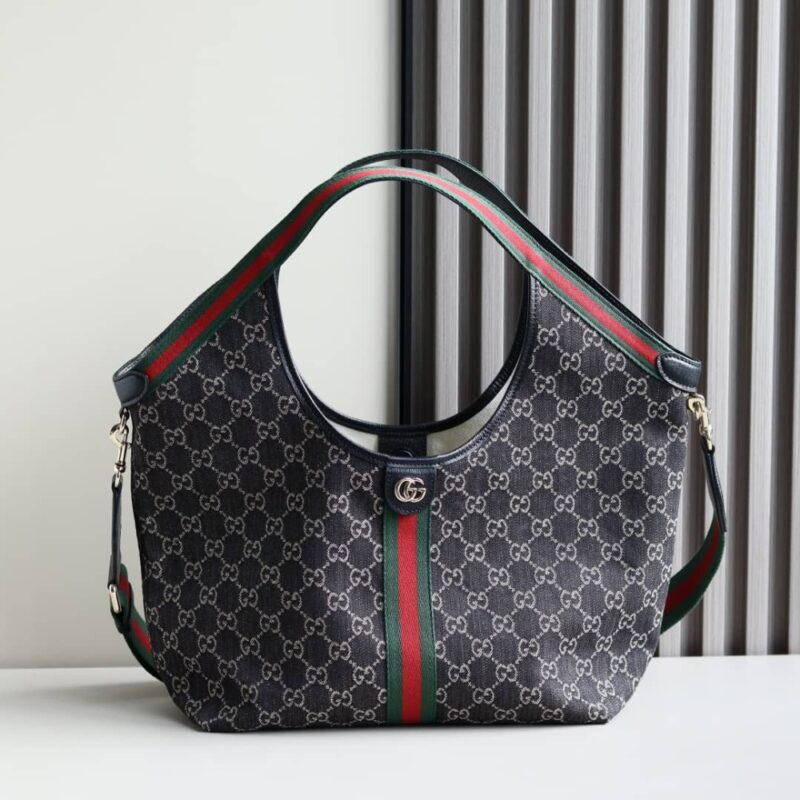 Alternative view of [SUPER VIP 1:1] GUCCI GIGLIO SMALL TOTE BAG GG DENIM BLACK AND WHITE 25CM 860845 FAFYU 1155