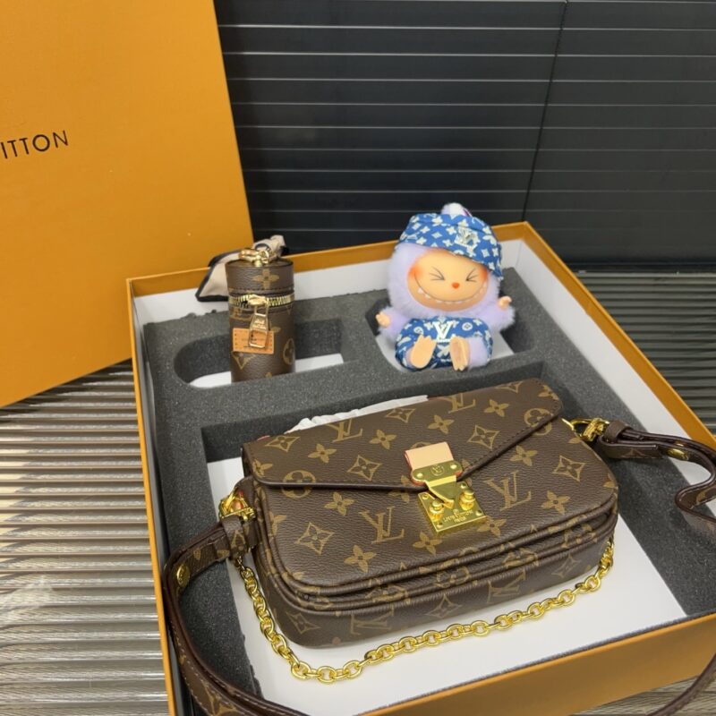 Alternative view of GIFT SET: LOUIS VUITTON POCHETTE MÉTIS EAST WEST BROWN WITH MINI KEYCHAIN & LABUBU ACCESSORIES