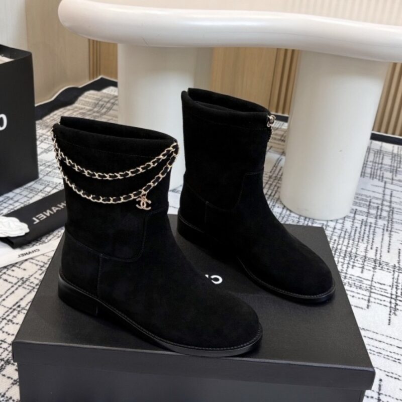 Alternative view of CHANEL SUEDE ANKLE BOOTS BLACK