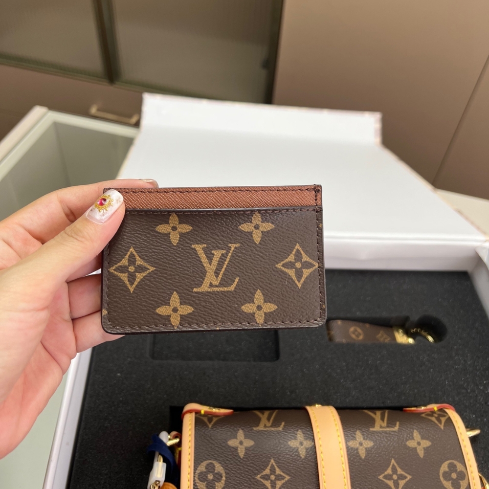 GIFT SET: LOUIS VUITTON NANO SAUMUR BB MONOGRAM BROWN WITH CARD WALLET & DRAGONNE KEYCHAIN - Image 8
