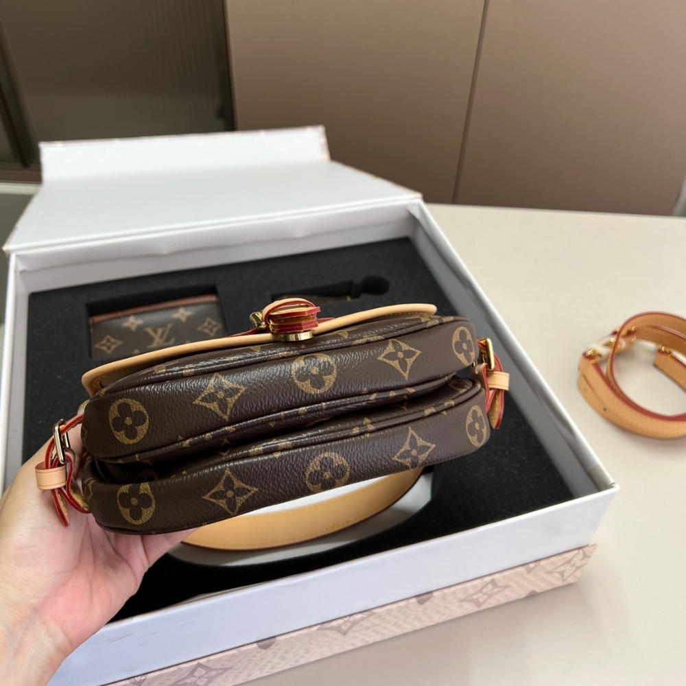 GIFT SET: LOUIS VUITTON NANO SAUMUR BB MONOGRAM BROWN WITH CARD WALLET & DRAGONNE KEYCHAIN - Image 3