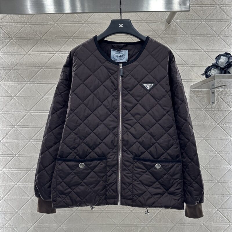 Alternative view of PRADA QUILTED LIGHT RE NYLON JACKET DARK BROWN 292167 1WQ9 F0003 S OOO