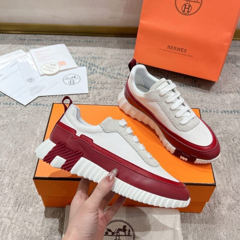 Alternative view of HERMES BOUNCING SNEAKER RED AND WHITE H242087Z 91360