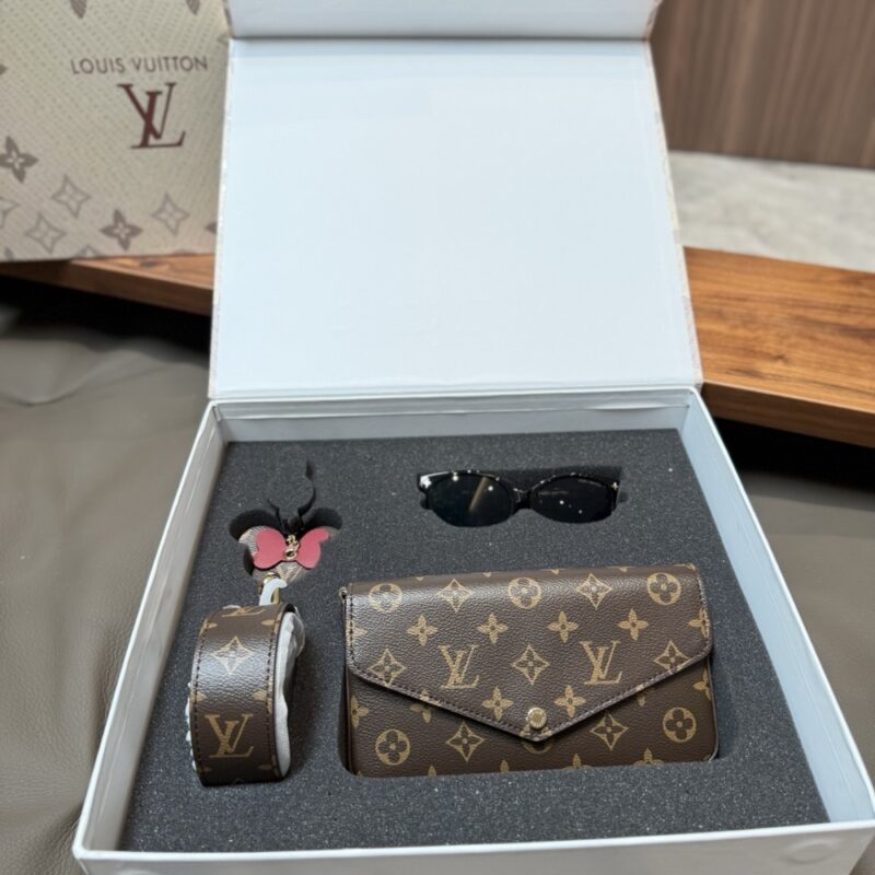 Alternative view of GIFT SET: LOUIS VUITTON FÉLICIE POCHETTE BAG MONOGRAM WITH MICKEY MOUSE KEYCHAIN & MY MONOGRAM LIGHT CAT EYE GLASSES