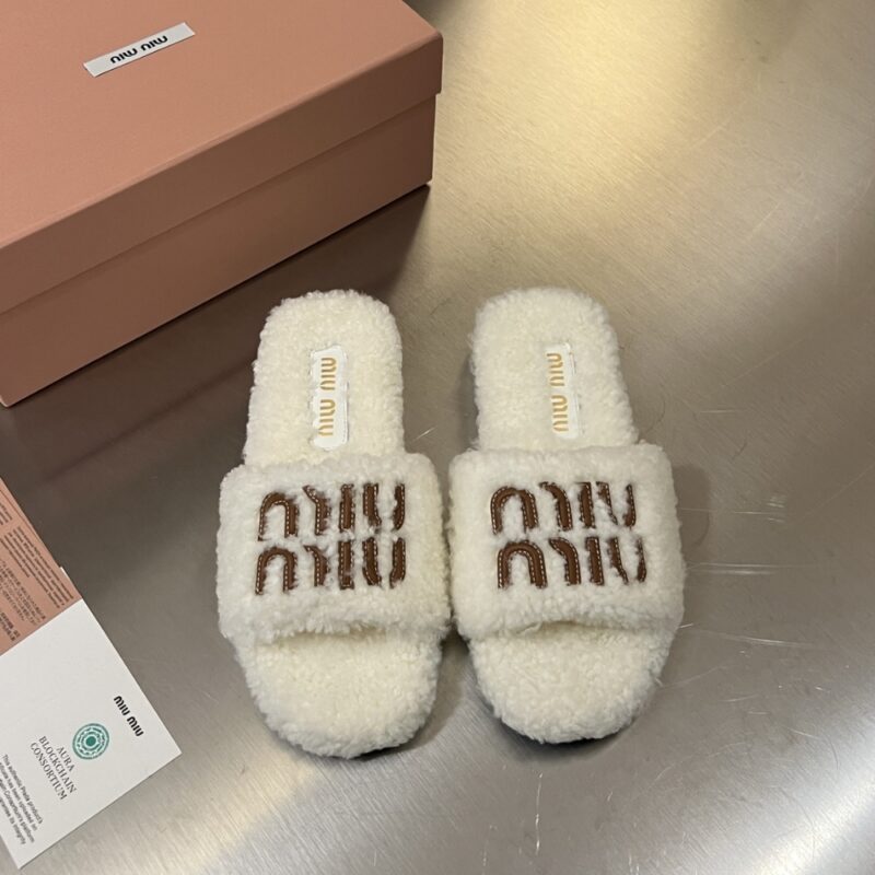 Alternative view of MIUMIU SHEARLING MULES NATURAL 5XX664 173 F0018 F 005