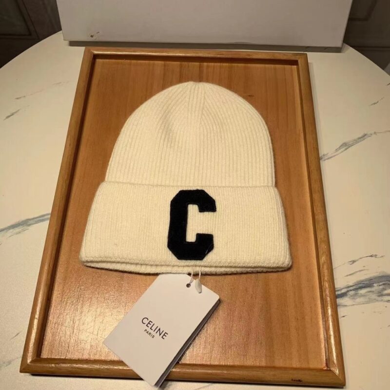 Alternative view of CELINE INITIAL BEANIE WHITE