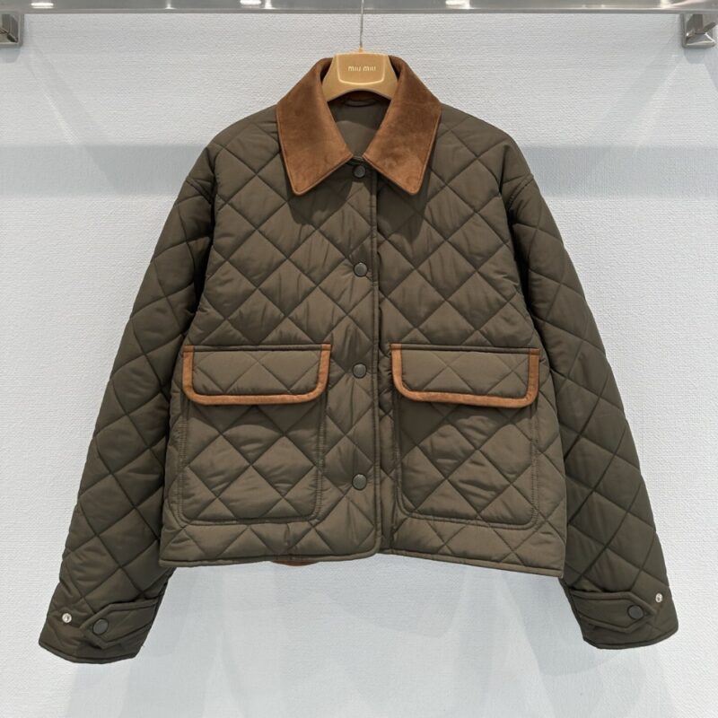 Alternative view of MIU MIU QUILTED TECHNICAL PONGE BLOUSON JACKET DARK BROWN ML1310 17OO F0161 S OOO