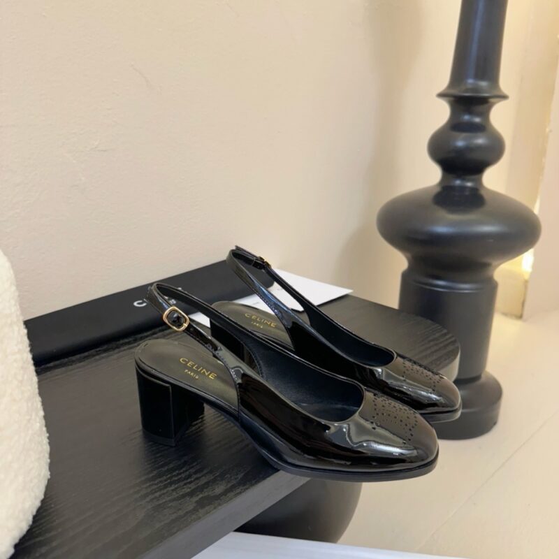 Alternative view of CELINE LILY PERFORATED TRIOMPHE SLINGBACK BLACK 362154582C 38NO