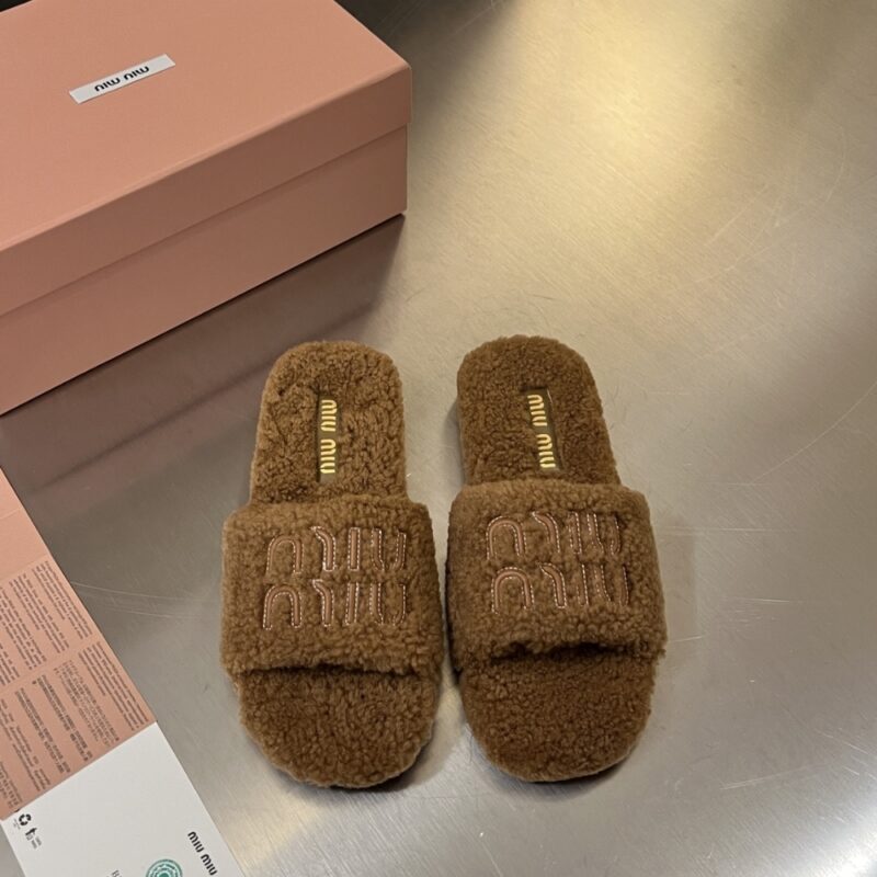 Alternative view of MIUMIU SHEARLING MULES BROWN