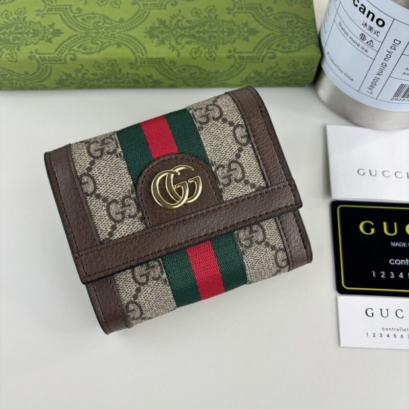 Alternative view of GUCCI OPHIDIA CARD CASE WALLET BROWN SUPREME 12CM ‎598662 96IWG 8745
