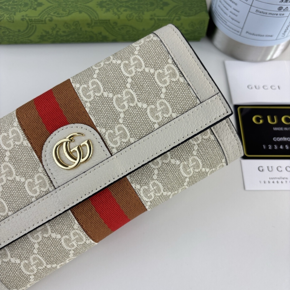 GUCCI OPHIDIA CONTINENTAL WALLET WHITE GG SUPREME 19CM - Image 4