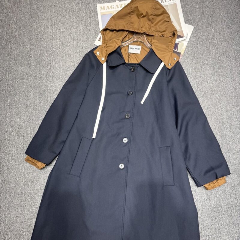 Alternative view of MIU MIU SINGLE BREASTED KID MOHAIR AND TECHNICAL PONGE COAT NAVY MS2101 17HV F045O S OOO