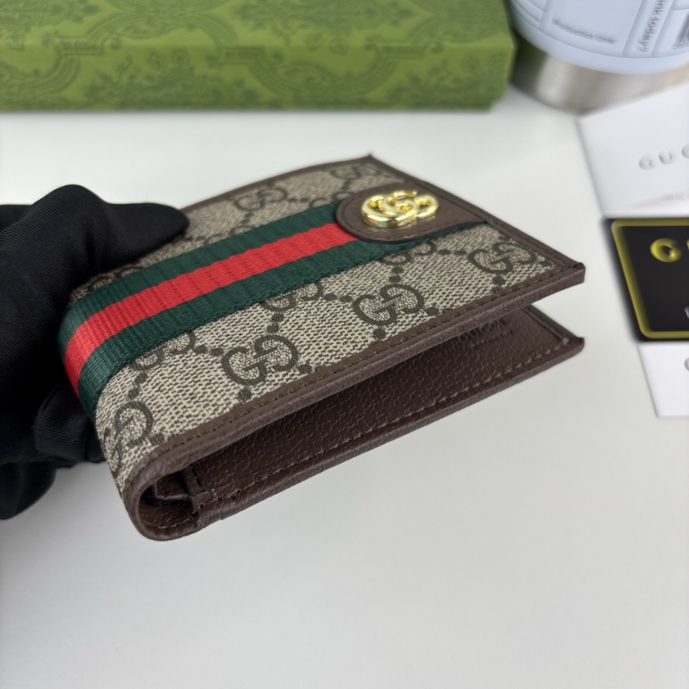 GUCCI OPHIDIA BI FOLD WALLET BEIGE AND DARK BROWN 11CM 834271 FAEOI 9746 - Image 4