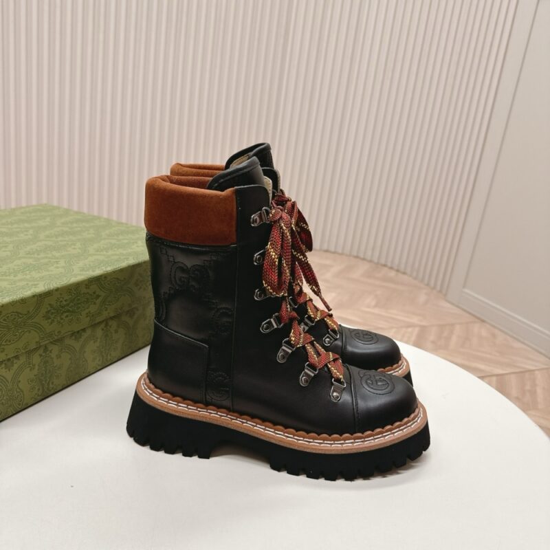 Alternative view of GUCCI WOMEN LACE UP ANKLE BOOT BLACK AND TAN 758284 AACM1 1046