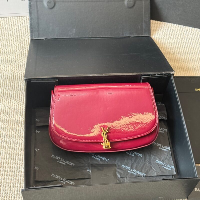 Alternative view of SAINT LAURENT MINI VOLTAIRE IN PATENT LEATHER GLOSS BURGUNDY 21CM 779642AAEX26290