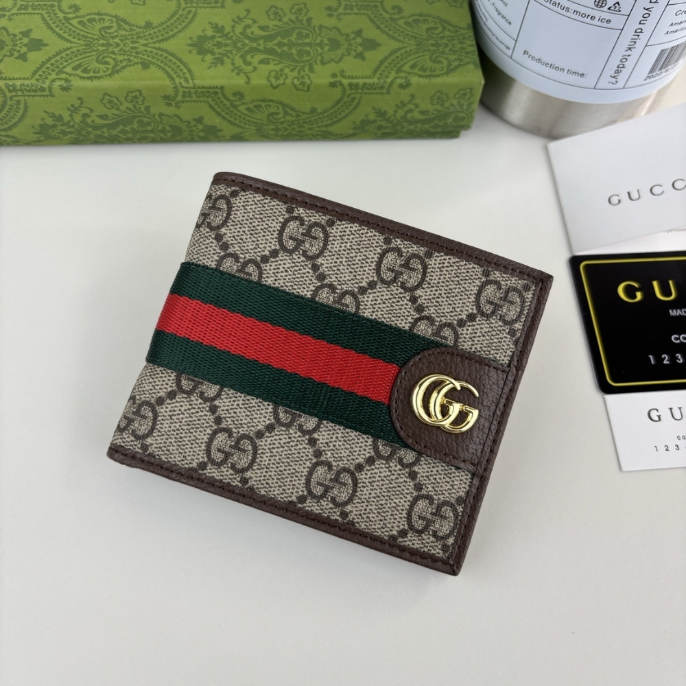 GUCCI OPHIDIA BI FOLD WALLET BEIGE AND DARK BROWN 11CM 834271 FAEOI 9746 - Image 2