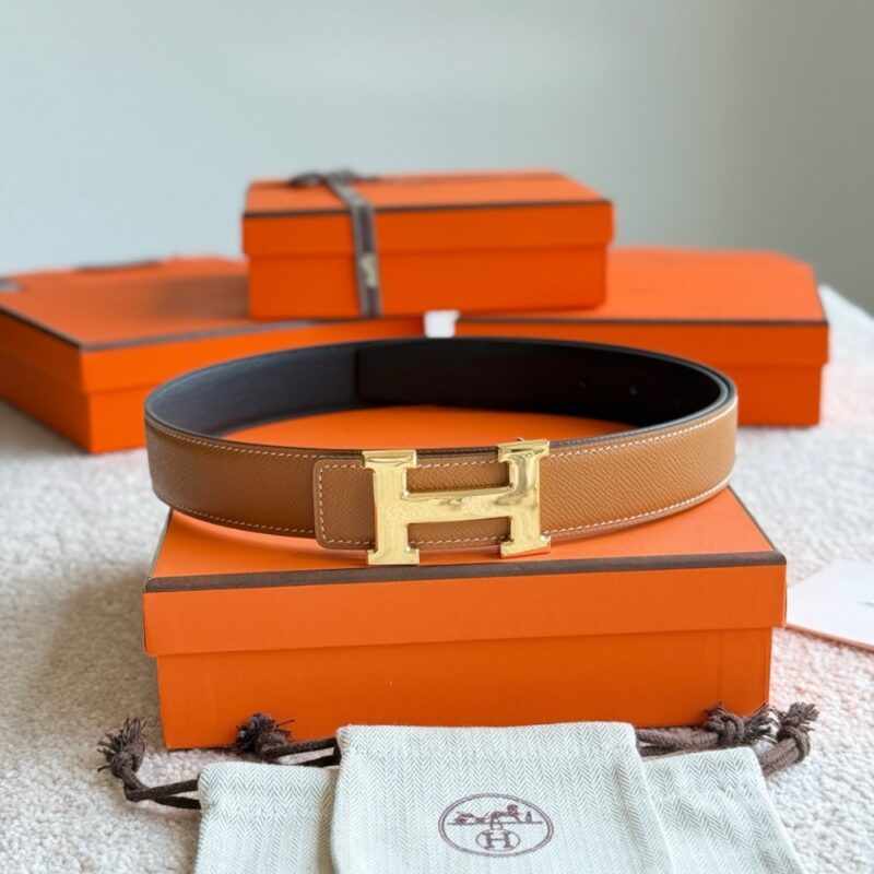 Alternative view of HERMES CONSTANCE GUILLOCHEE BELT BUCKLE AND REVERSIBLE LEATHER STRAP 32 MM GOLD ORANGE H079645CC06