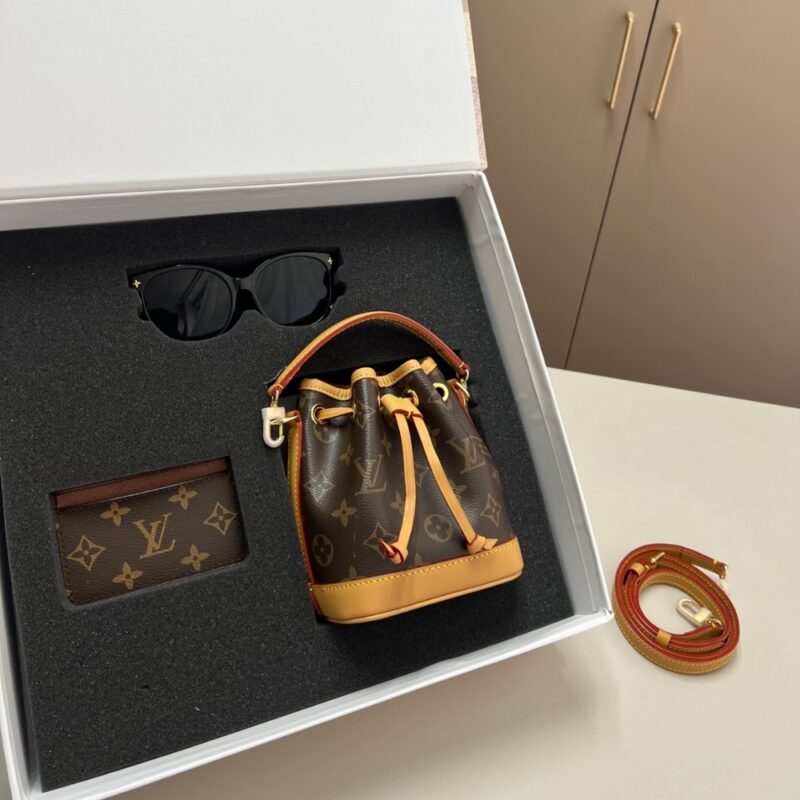 Alternative view of GIFT SET: LOUIS VUITTON NANO NOÉ BAG MONOGRAM BROWN WITH CARD WALLET & MY MONOGRAM LIGHT CAT EYE GLASSES