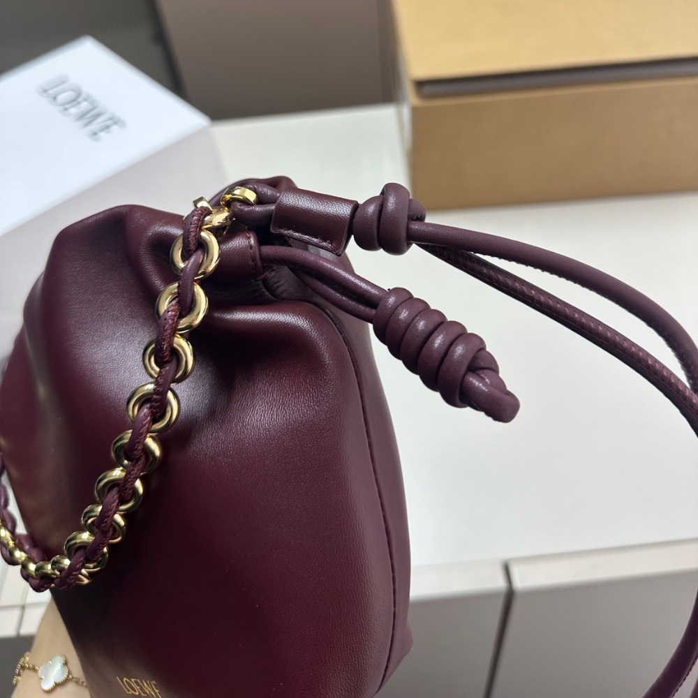 LOEWE MINI FLAMENCO PURSE IN MELLOW NAPPA DARK BURGUNDY 23CM A914CBPX03 7240 - Image 8