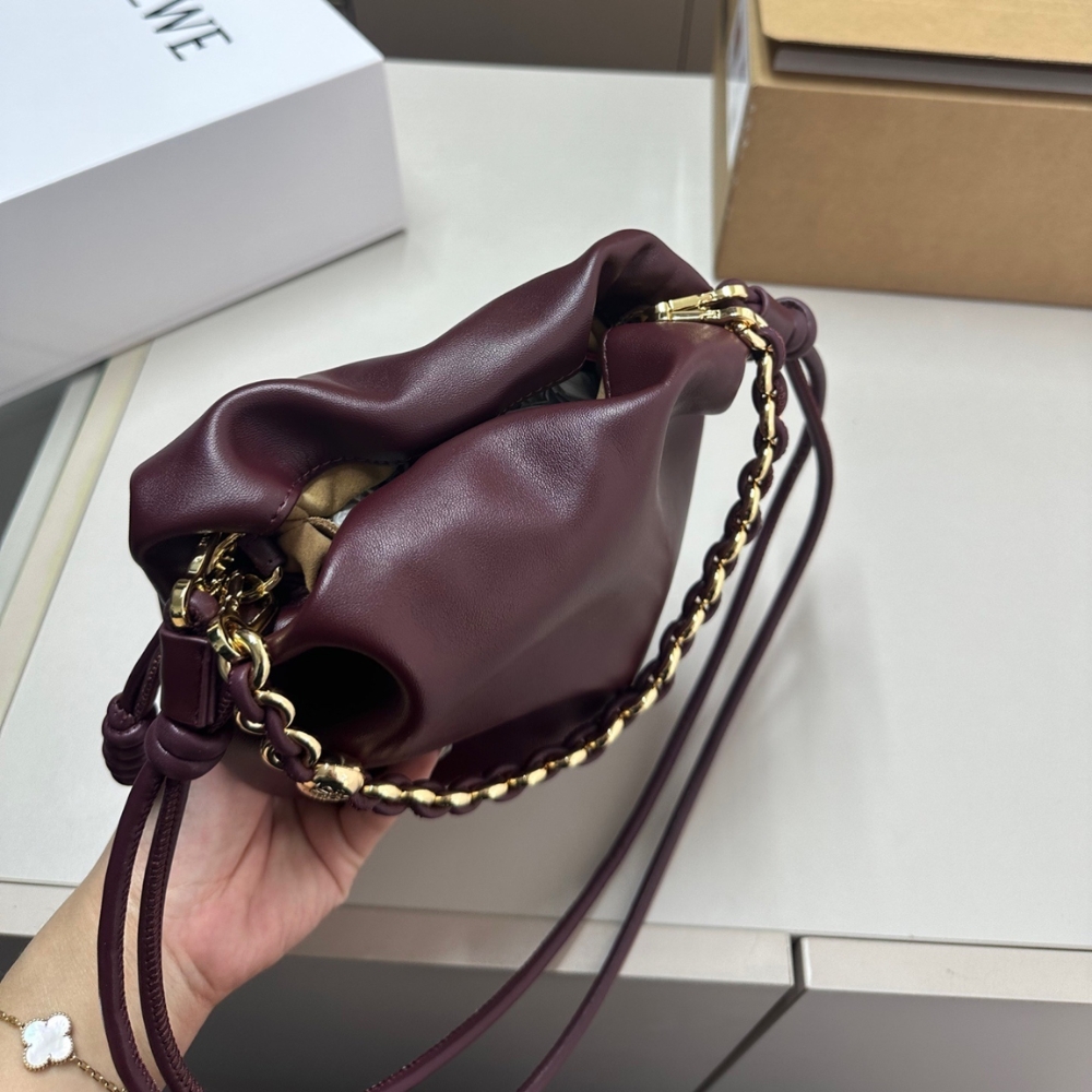 LOEWE MINI FLAMENCO PURSE IN MELLOW NAPPA DARK BURGUNDY 23CM A914CBPX03 7240 - Image 7