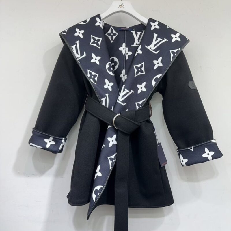 Alternative view of Louis Vuitton Signature Short Hooded Wrap Coat Black
