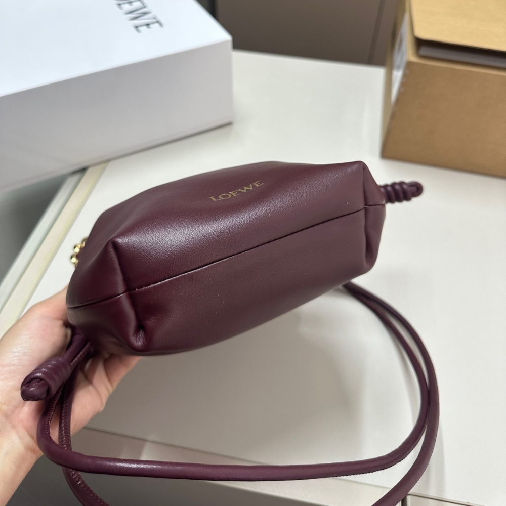 LOEWE MINI FLAMENCO PURSE IN MELLOW NAPPA DARK BURGUNDY 23CM A914CBPX03 7240 - Image 5