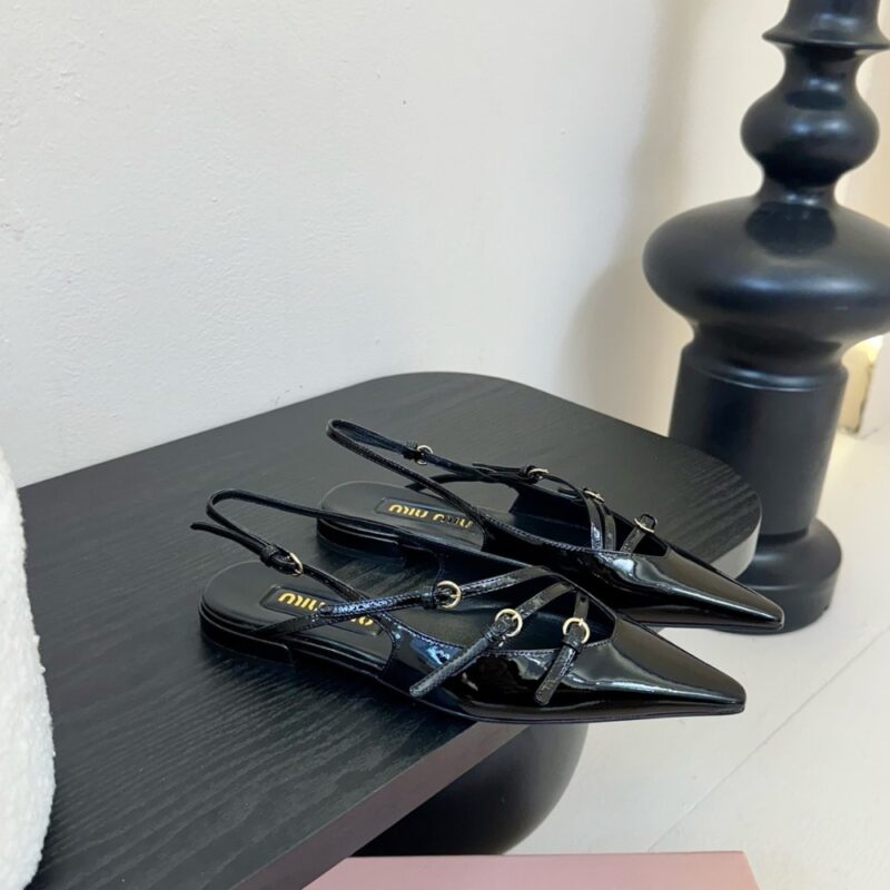 Alternative view of MIUMIU LEATHER SLINGBACK BALLERINAS WITH BUCKLES BLACK 5F476E 055 F0002 F 010