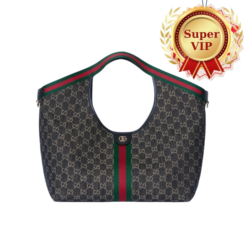 [SUPER VIP 1:1] GUCCI GIGLIO LARGE TOTE BAG GG DENIM BLACK AND WHITE 60CM 853971 FAFYU 1155