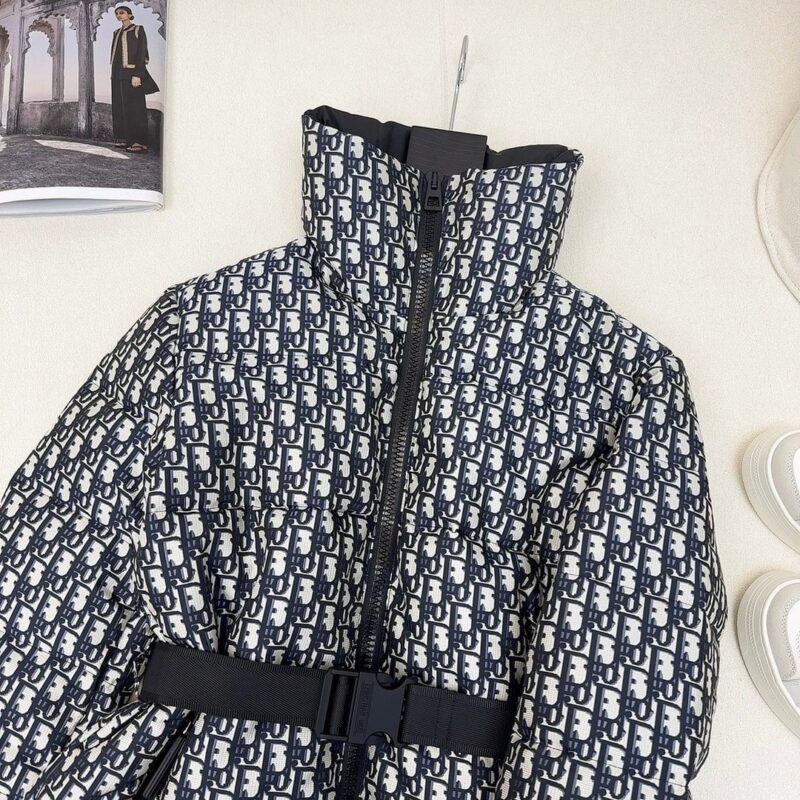 Alternative view of DIOR ALPS BELTED PUFFER JACKET BLUE AND OFF WHITE