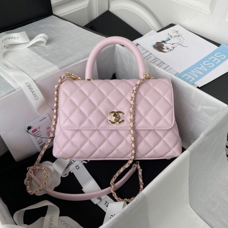 Alternative view of [SUPER VIP 1:1] CHANEL SMALL COCO HANDLE BAG GOLD LIGHT PINK 23CM