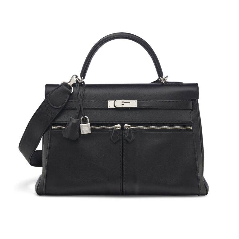 HERMES SWIFT KELLY LAKIS 35 BLACK 25CM