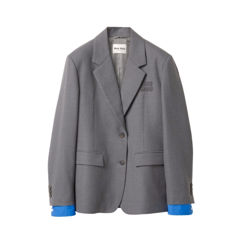 MIU MIU SINGLE BREASTED GABARDINE JACKET GRAY MH1974 16E8 F0308 S OOO